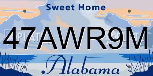 47AWR9M Alabama License Plate