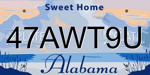 47AWT9U Alabama License Plate