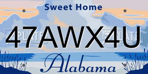 47AWX4U Alabama License Plate