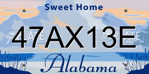47AX13E Alabama License Plate
