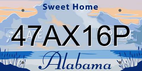 47AX16P Alabama License Plate