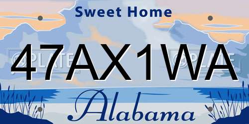 47AX1WA Alabama License Plate