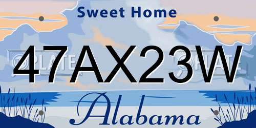47AX23W Alabama License Plate