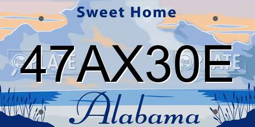 47AX30E Alabama License Plate