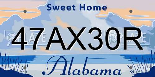 47AX30R Alabama License Plate