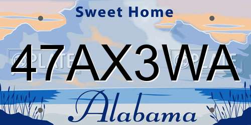 47AX3WA Alabama License Plate