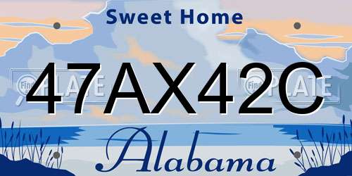 47AX42C Alabama License Plate
