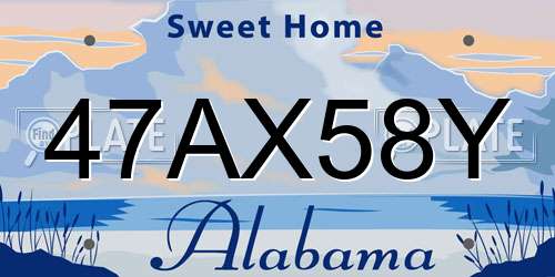 47AX58Y Alabama License Plate