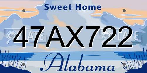 47AX722 Alabama License Plate