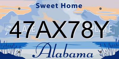 47AX78Y Alabama License Plate