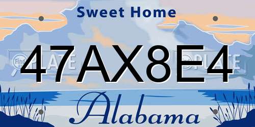 47AX8E4 Alabama License Plate