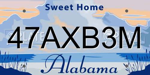 47AXB3M Alabama License Plate