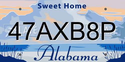 47AXB8P Alabama License Plate