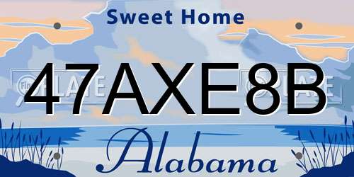 47AXE8B Alabama License Plate