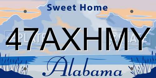 47AXHMY Alabama License Plate