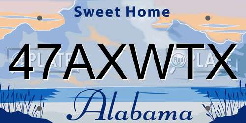 47AXWTX Alabama License Plate