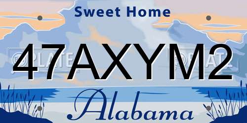 47AXYM2 Alabama License Plate