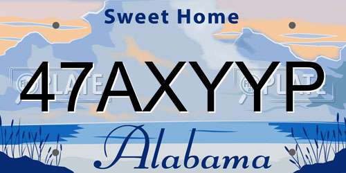 47AXYYP Alabama License Plate