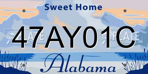 47AY01C Alabama License Plate