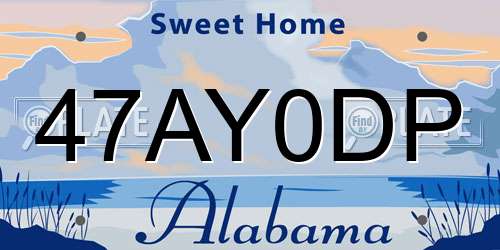 47AY0DP Alabama License Plate