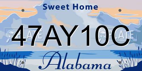 47AY10C Alabama License Plate