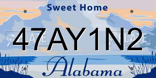 47AY1N2 Alabama License Plate