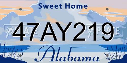 47AY219 Alabama License Plate