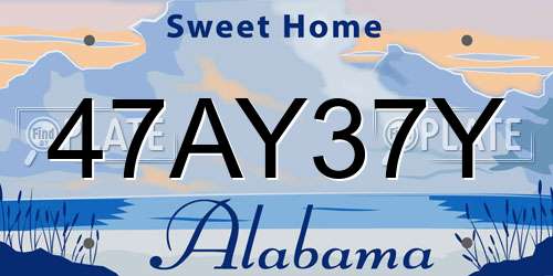 47AY37Y Alabama License Plate