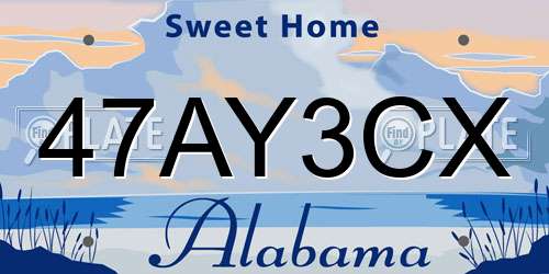 47AY3CX Alabama License Plate