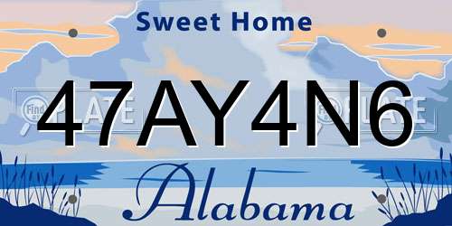 47AY4N6 Alabama License Plate