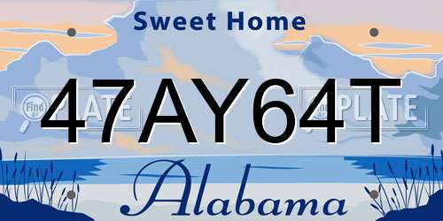 47AY64T Alabama License Plate