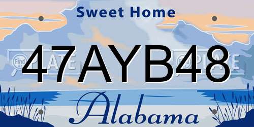 47AYB48 Alabama License Plate