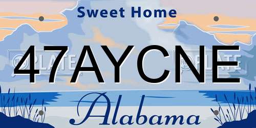 47AYCNE Alabama License Plate