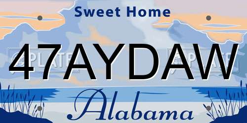 47AYDAW Alabama License Plate