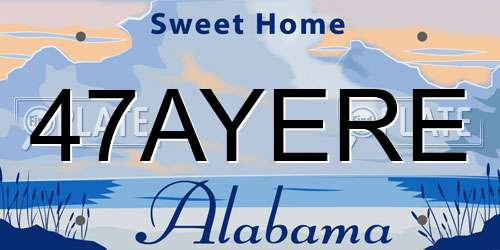 47AYERE Alabama License Plate