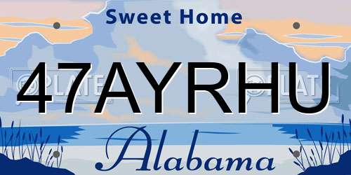 47AYRHU Alabama License Plate