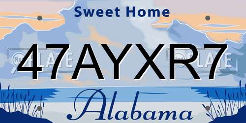 47AYXR7 Alabama License Plate