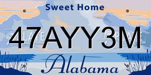 47AYY3M Alabama License Plate