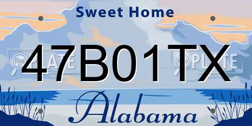 47B01TX Alabama License Plate