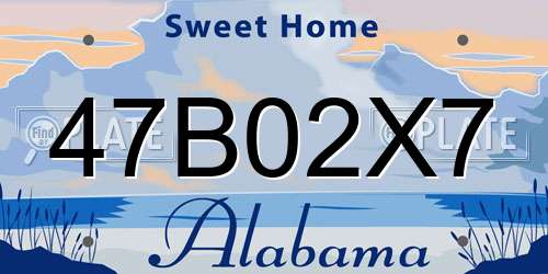 47B02X7 Alabama License Plate