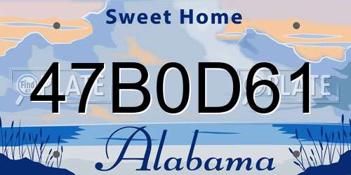 47B0D61 Alabama License Plate
