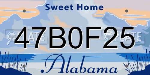 47B0F25 Alabama License Plate