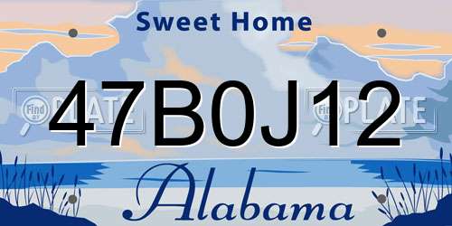 47B0J12 Alabama License Plate