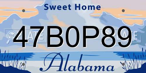 47B0P89 Alabama License Plate