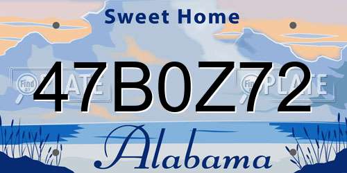 47B0Z72 Alabama License Plate