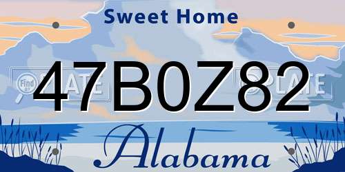 47B0Z82 Alabama License Plate