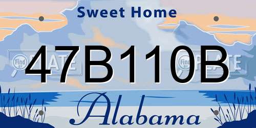 47B110B Alabama License Plate