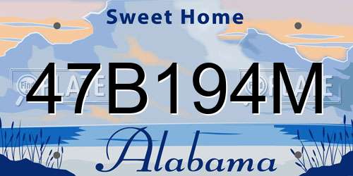 47B194M Alabama License Plate