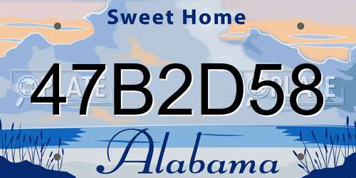 47B2D58 Alabama License Plate