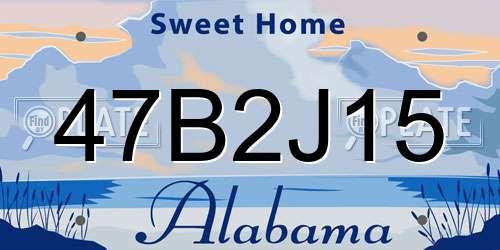 47B2J15 Alabama License Plate